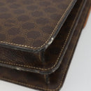 CELINE Macadam Canvas Horse Carriage Bag PVC Leather 2way Brown Gold Auth 181859-14