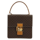 CELINE Macadam Canvas Horse Carriage Bag PVC Leather 2way Brown Gold Auth 181859-2