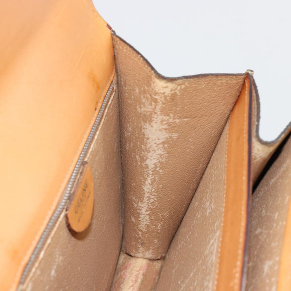 CELINE Macadam Canvas Horse Carriage Bag PVC Leather 2way Brown Gold Auth 181859