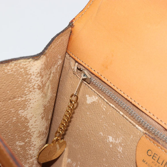 CELINE Macadam Canvas Horse Carriage Bag PVC Leather 2way Brown Gold Auth 181859