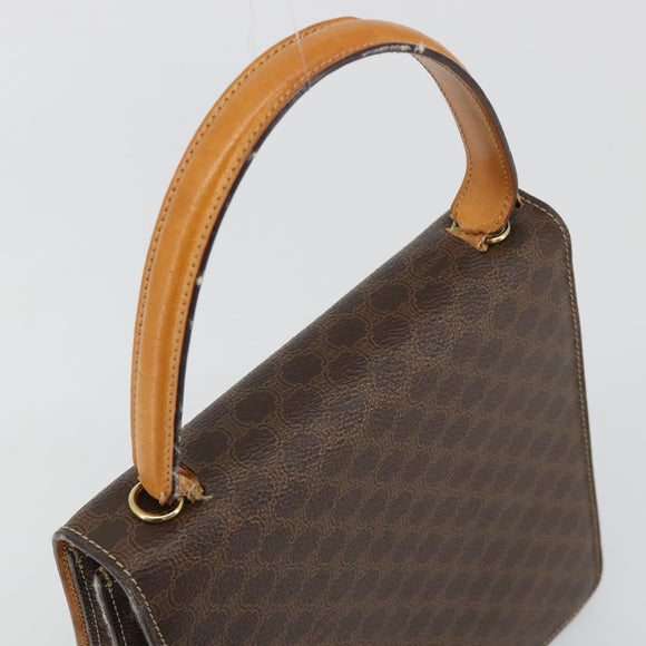 CELINE Macadam Canvas Horse Carriage Bag PVC Leather 2way Brown Gold Auth 181859