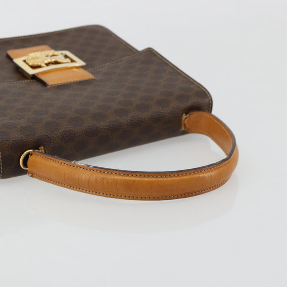 CELINE Macadam Canvas Horse Carriage Bag PVC Leather 2way Brown Gold Auth 181859