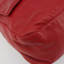 FENDI Mamma Baguette Shoulder Bag Leather Red Silver 2373 26325 Auth 181860M-11