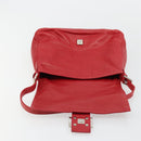 FENDI Mamma Baguette Shoulder Bag Leather Red Silver 2373 26325 Auth 181860M-17