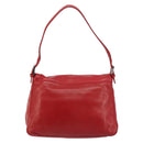 FENDI Mamma Baguette Shoulder Bag Leather Red Silver 2373 26325 Auth 181860M-3
