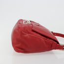 FENDI Mamma Baguette Shoulder Bag Leather Red Silver 2373 26325 Auth 181860M-4