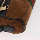 GUCCI Web Sherry Line Shoulder Bag Suede Brown Gold 573321 Auth 181861-10