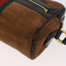 GUCCI Web Sherry Line Shoulder Bag Suede Brown Gold 573321 Auth 181861-11
