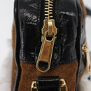 GUCCI Web Sherry Line Shoulder Bag Suede Brown Gold 573321 Auth 181861-14