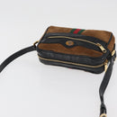 GUCCI Web Sherry Line Shoulder Bag Suede Brown Gold 573321 Auth 181861-6