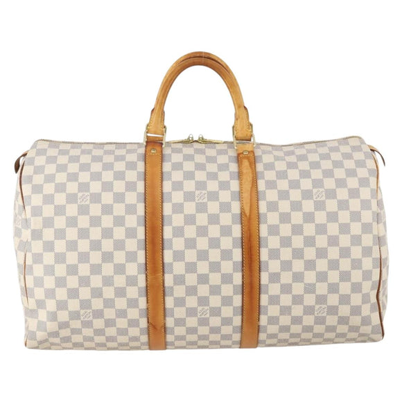 LOUIS VUITTON Damier Azur Keepall 50 Boston Bag N41430 LV Auth 181864
