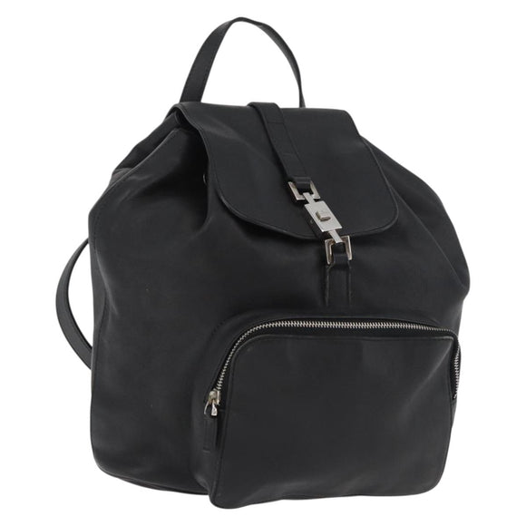 GUCCI Jackie Backpack Leather Black Silver 003 0245 Auth 181865A