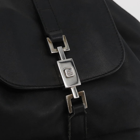 GUCCI Jackie Backpack Leather Black Silver 003 0245 Auth 181865A