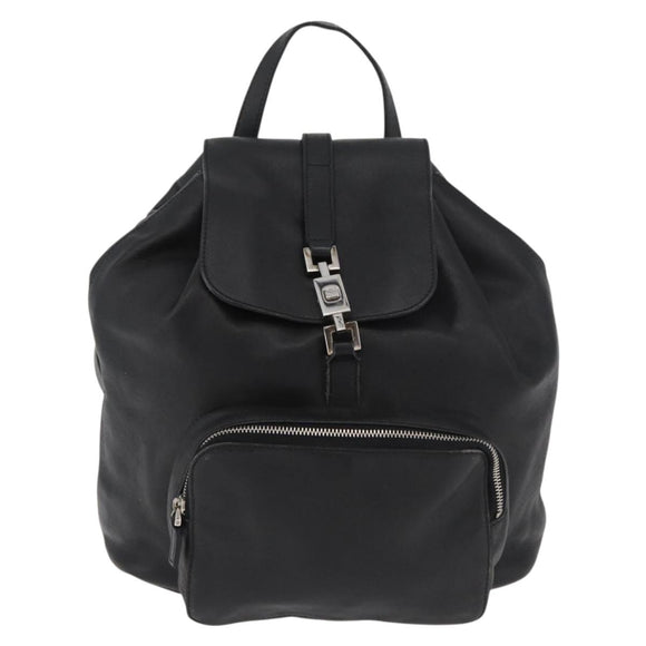 GUCCI Jackie Backpack Leather Black Silver 003 0245 Auth 181865A