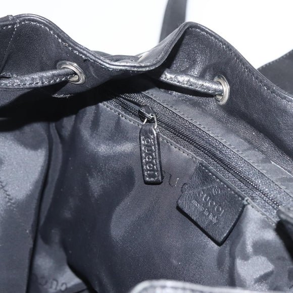 GUCCI Jackie Backpack Leather Black Silver 003 0245 Auth 181865A