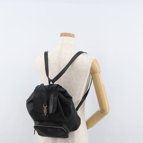 GUCCI Jackie Backpack Leather Black Silver 003 0245 Auth 181865A