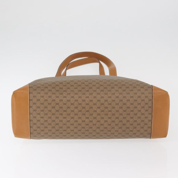 GUCCI Micro GG Supreme Tote Bag PVC Beige Gold Auth 181868