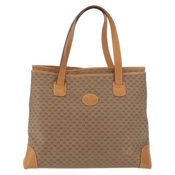 GUCCI Micro GG Supreme Tote Bag PVC Beige Gold Auth 181868