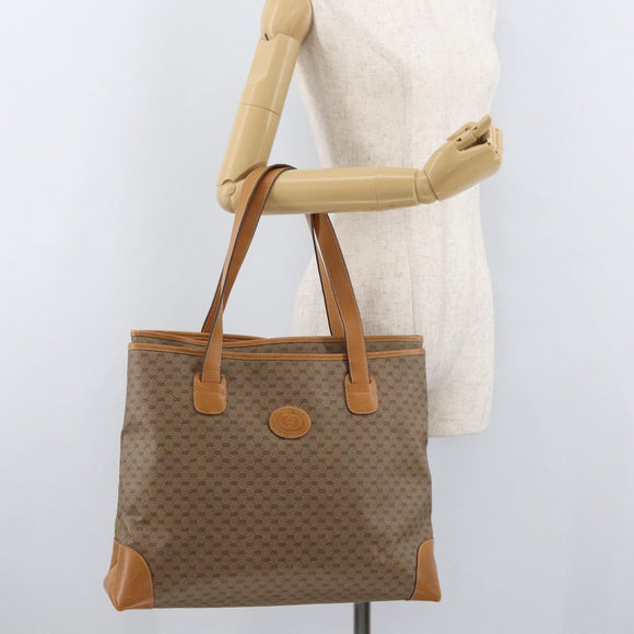 GUCCI Micro GG Supreme Tote Bag PVC Beige Gold Auth 181868