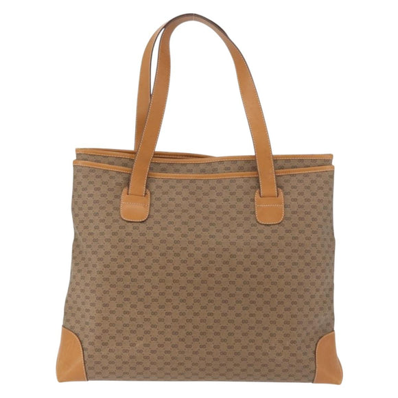 GUCCI Micro GG Supreme Tote Bag PVC Beige Gold Auth 181868