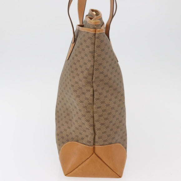 GUCCI Micro GG Supreme Tote Bag PVC Beige Gold Auth 181868