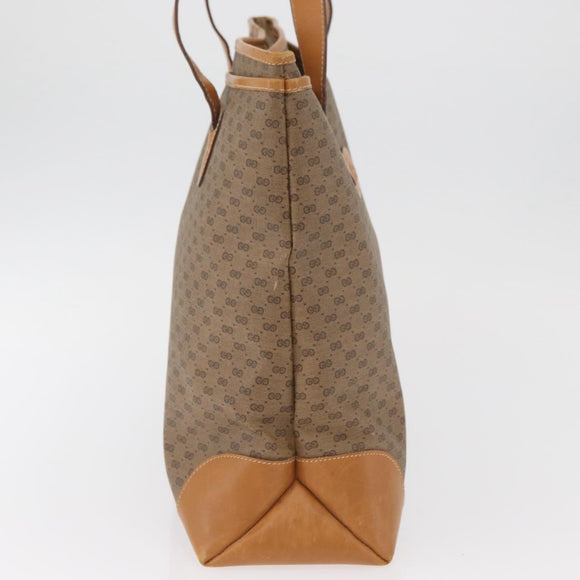 GUCCI Micro GG Supreme Tote Bag PVC Beige Gold Auth 181868