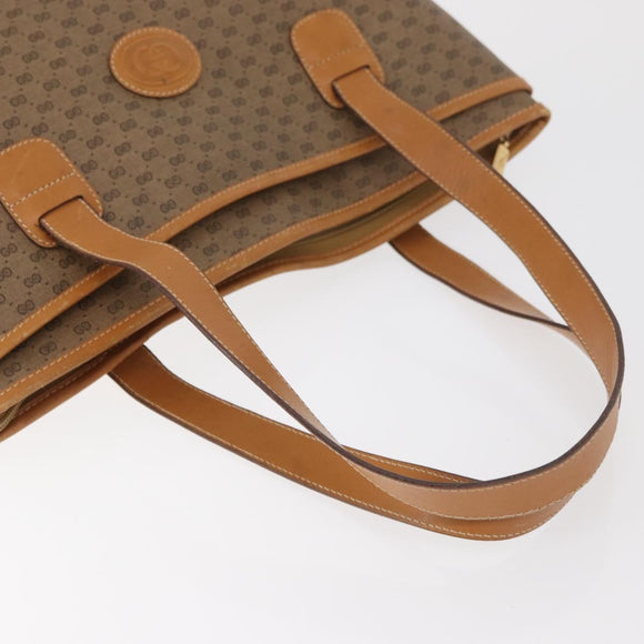 GUCCI Micro GG Supreme Tote Bag PVC Beige Gold Auth 181868