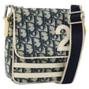 Christian Dior Trotter Canvas Shoulder Bag PVC Navy Silver Auth 181869A-1