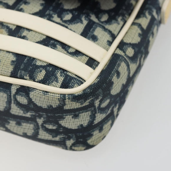 Christian Dior Trotter Canvas Shoulder Bag PVC Navy Silver Auth 181869A