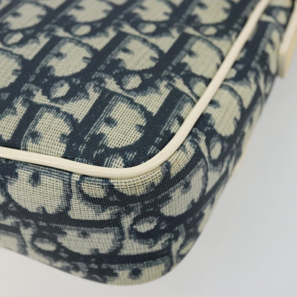 Christian Dior Trotter Canvas Shoulder Bag PVC Navy Silver Auth 181869A