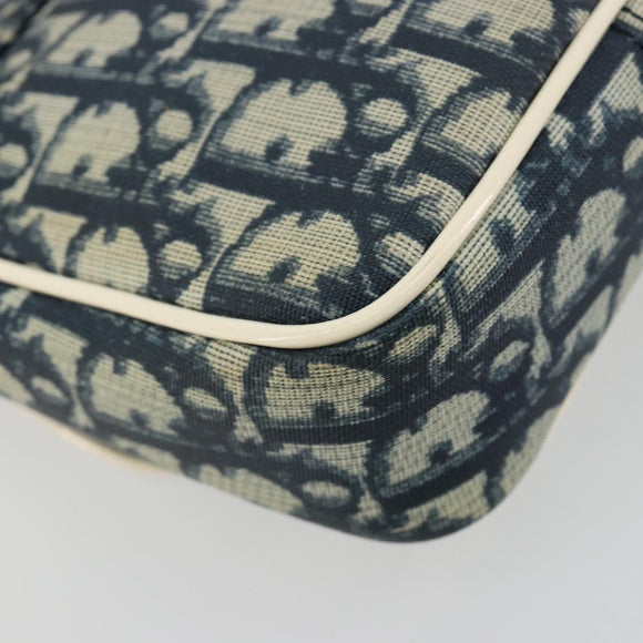 Christian Dior Trotter Canvas Shoulder Bag PVC Navy Silver Auth 181869A