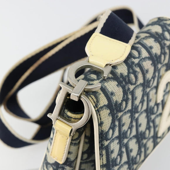 Christian Dior Trotter Canvas Shoulder Bag PVC Navy Silver Auth 181869A