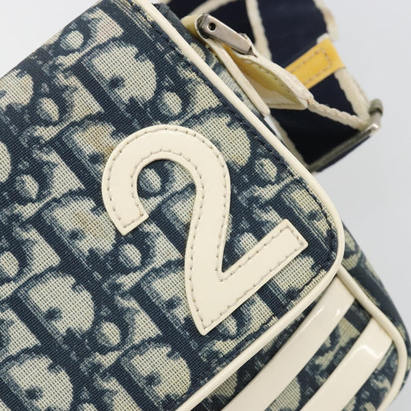 Christian Dior Trotter Canvas Shoulder Bag PVC Navy Silver Auth 181869A