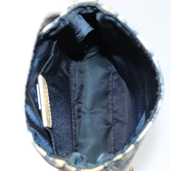 Christian Dior Trotter Canvas Shoulder Bag PVC Navy Silver Auth 181869A