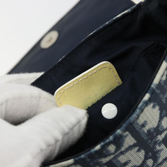 Christian Dior Trotter Canvas Shoulder Bag PVC Navy Silver Auth 181869A