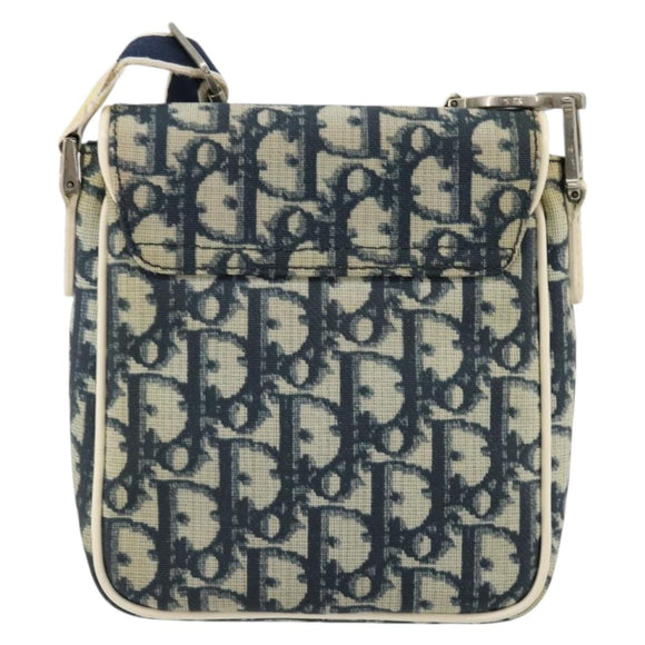 Christian Dior Trotter Canvas Shoulder Bag PVC Navy Silver Auth 181869A