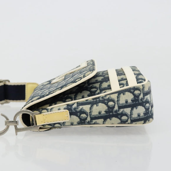 Christian Dior Trotter Canvas Shoulder Bag PVC Navy Silver Auth 181869A