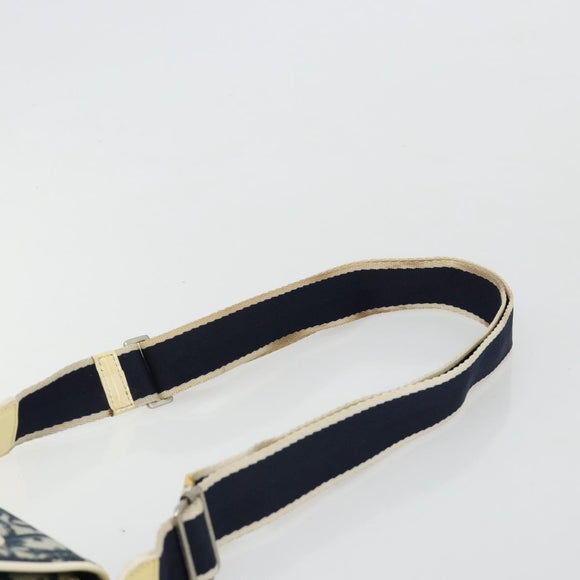Christian Dior Trotter Canvas Shoulder Bag PVC Navy Silver Auth 181869A