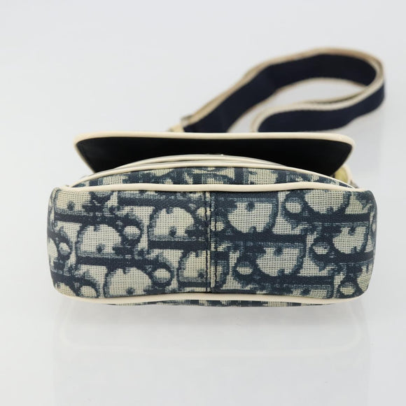Christian Dior Trotter Canvas Shoulder Bag PVC Navy Silver Auth 181869A