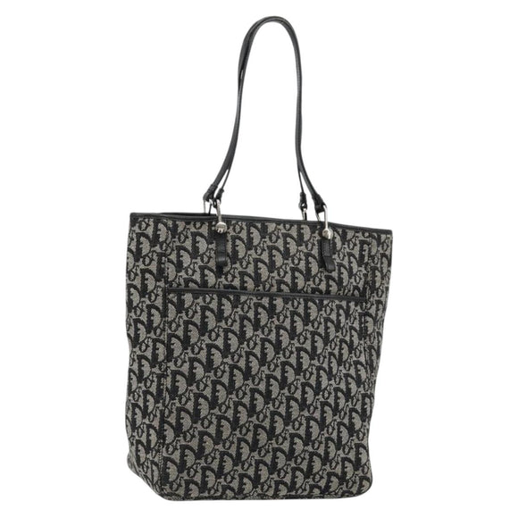 Christian Dior Trotter Canvas Tote Bag Black Silver Auth 181870A