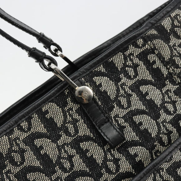 Christian Dior Trotter Canvas Tote Bag Black Silver Auth 181870A