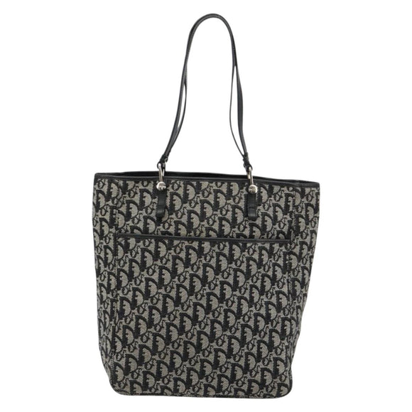 Christian Dior Trotter Canvas Tote Bag Black Silver Auth 181870A