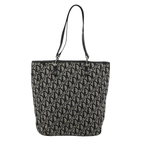Christian Dior Trotter Canvas Tote Bag Black Silver Auth 181870A