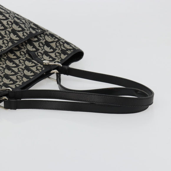 Christian Dior Trotter Canvas Tote Bag Black Silver Auth 181870A