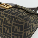 FENDI Zucca Canvas Mamma Baguette Shoulder Bag Black Brown Auth 181871M-10