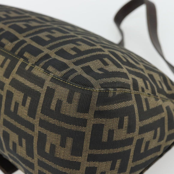 FENDI Zucca Canvas Mamma Baguette Shoulder Bag Black Brown Auth 181871M