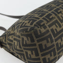 FENDI Zucca Canvas Mamma Baguette Shoulder Bag Black Brown Auth 181871M-13