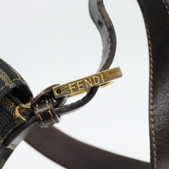 FENDI Zucca Canvas Mamma Baguette Shoulder Bag Black Brown Auth 181871M