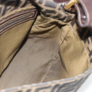 FENDI Zucca Canvas Mamma Baguette Shoulder Bag Black Brown Auth 181871M-17