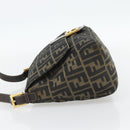 FENDI Zucca Canvas Mamma Baguette Shoulder Bag Black Brown Auth 181871M-4